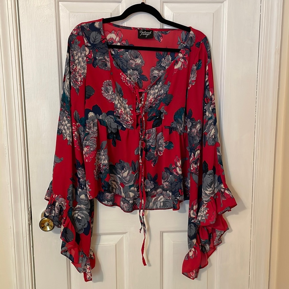 Floral bell sleeve bohemian shirt